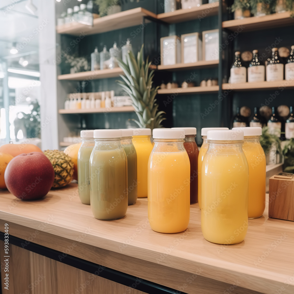 Fresh fruits and freshly squeezed juice from milk tea shops