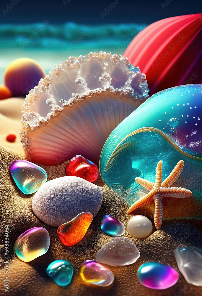 Outdoor Ocean Beach Shell Wallpaper..