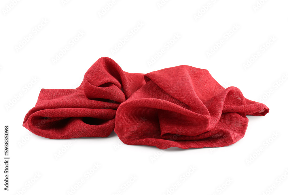 Red napkin isolated on white background