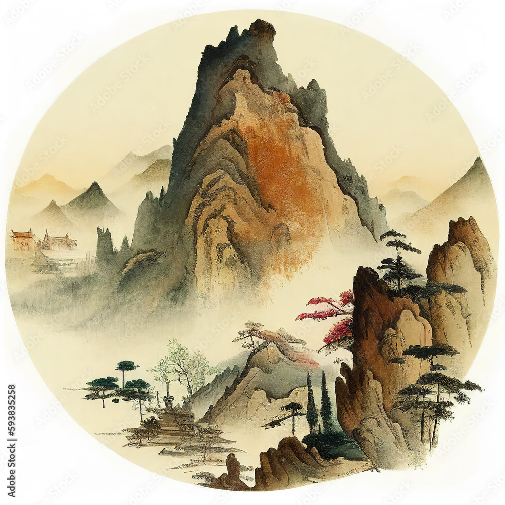 Chinese watercolor landscape painting