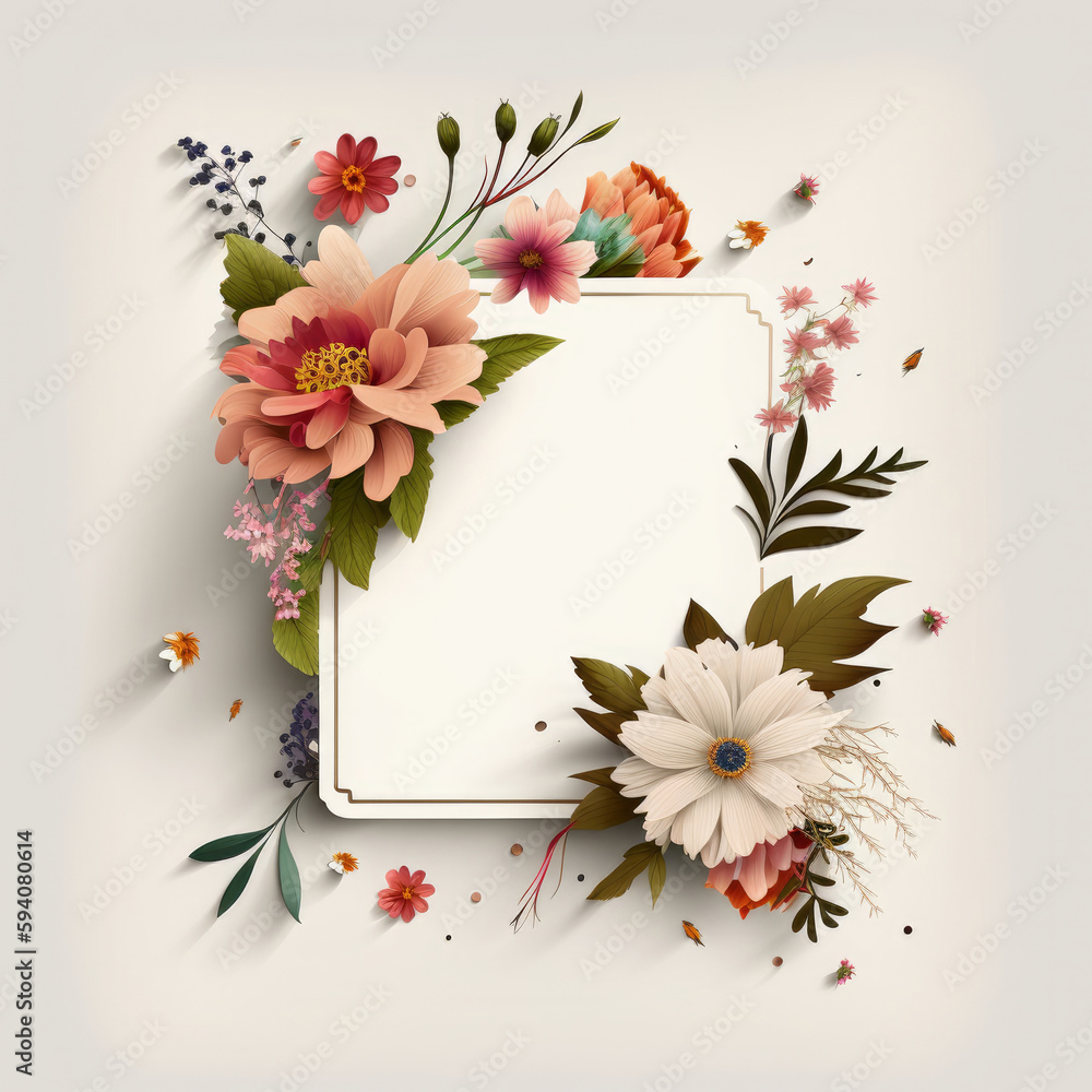 Floral frame. Illustration AI Generative.