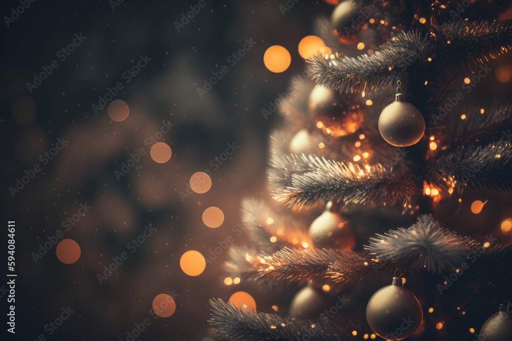 Christmas tree background. Illustration AI Generative.