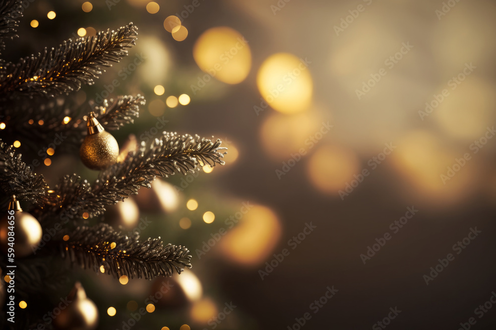 Christmas tree background. Illustration AI Generative.