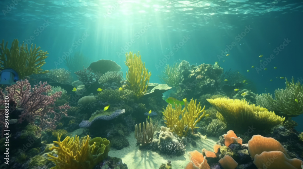 Beautiful sea reef background. Illustration Generative AI.