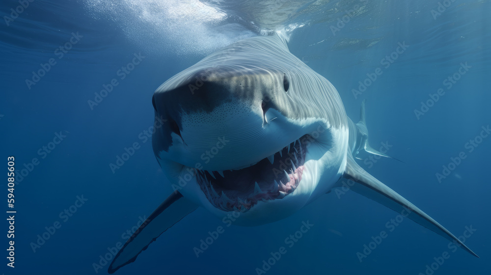 Great white shark. Illustration AI Generative.