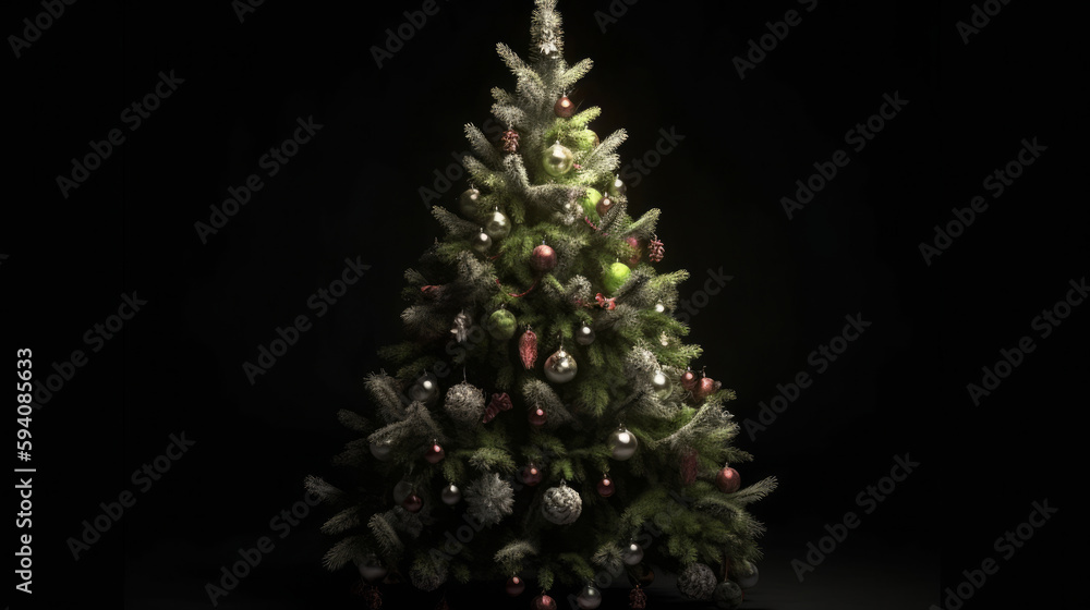 Christmas tree background. Illustration AI Generative.