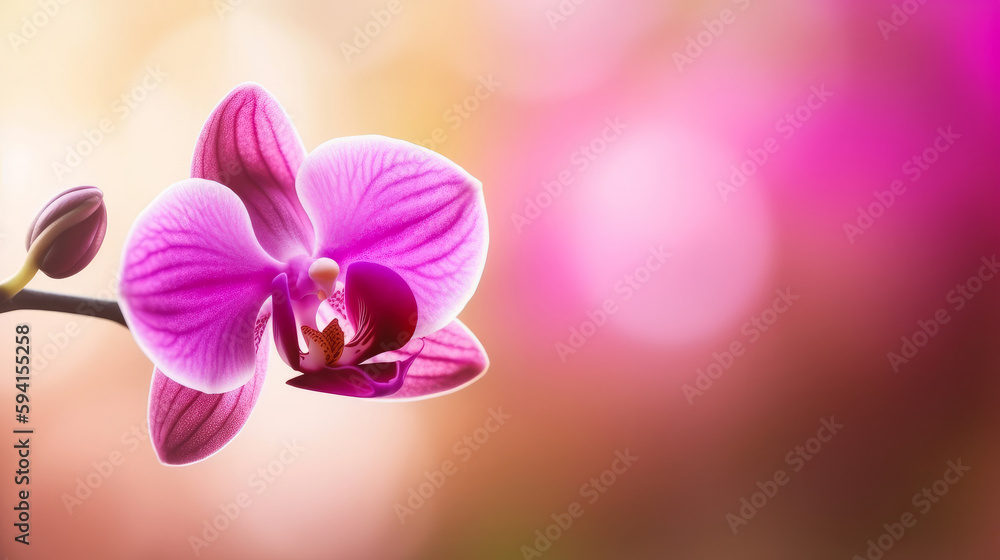 Pink orchid natural background. Illustration AI Generative.