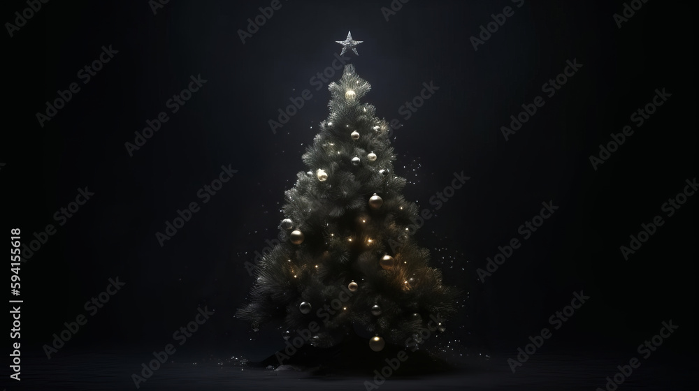 Christmas tree background. Illustration AI Generative.