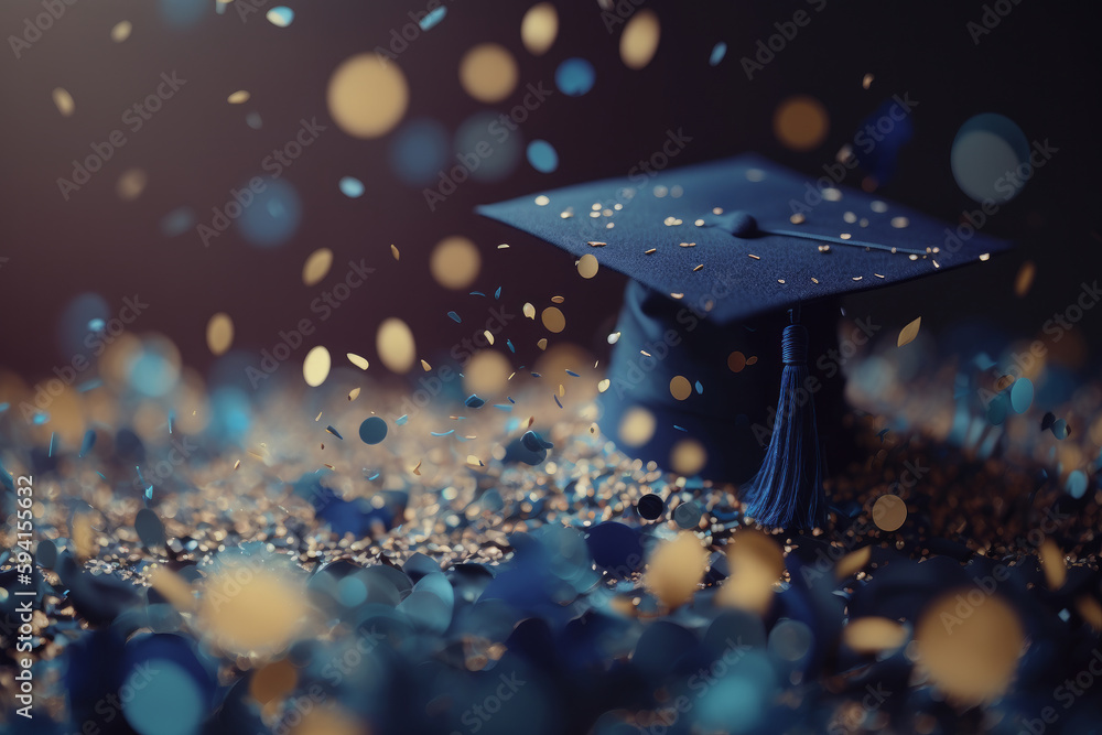 2023 graduation celebration background. Illustration AI Generative.