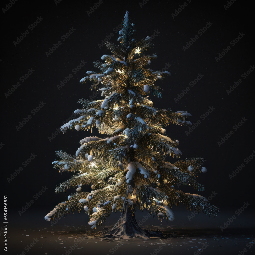 Christmas tree background. Illustration AI Generative.