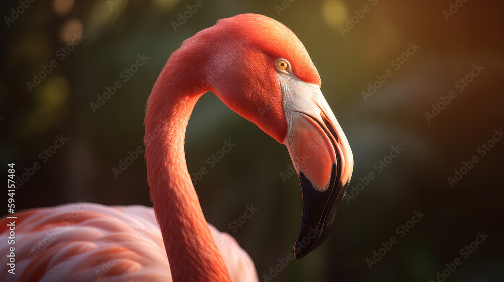 Pink flamingo. Illustration AI Generative.