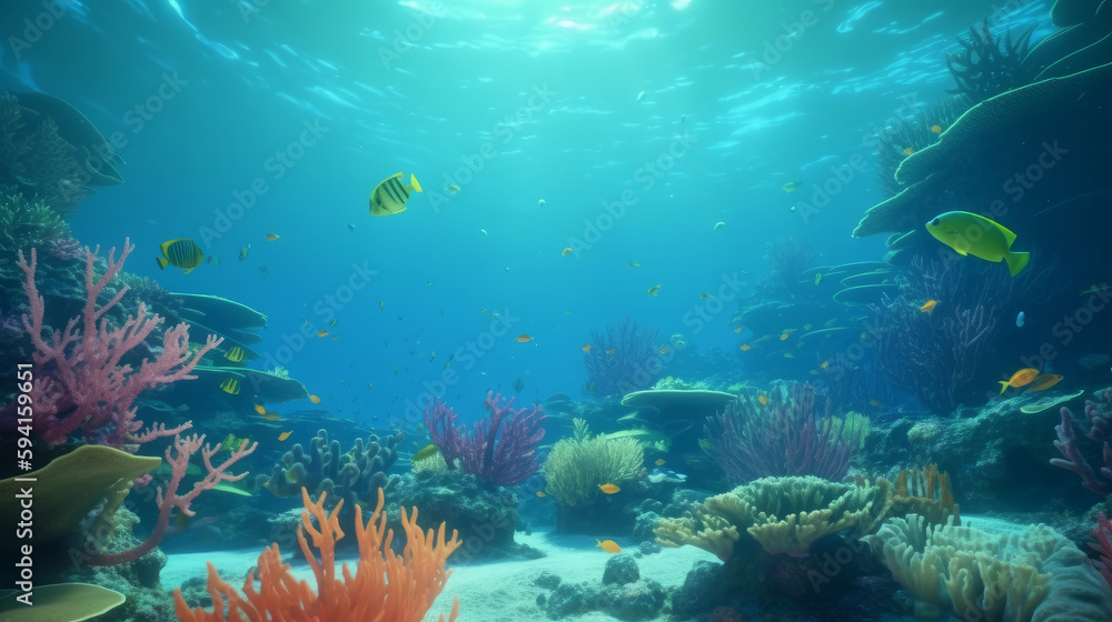 Beautiful sea reef background. Illustration Generative AI.