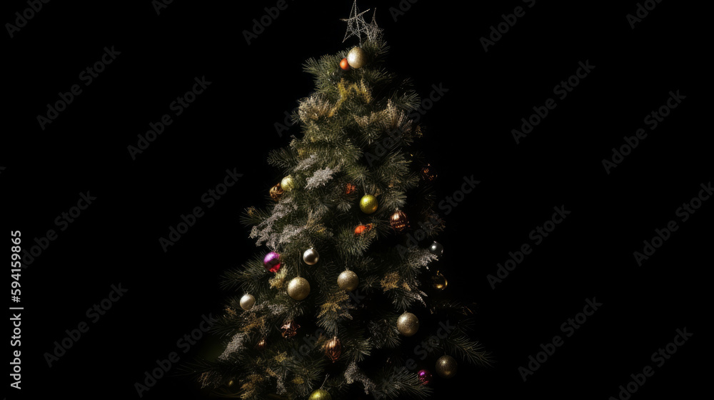 Christmas tree background. Illustration AI Generative.