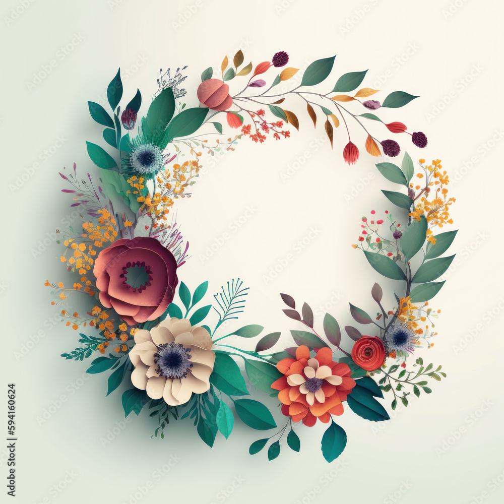 Floral frame. Illustration AI Generative.