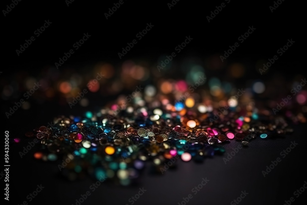  a close up of a pile of colorful beads on a black background with a black background and a black ba