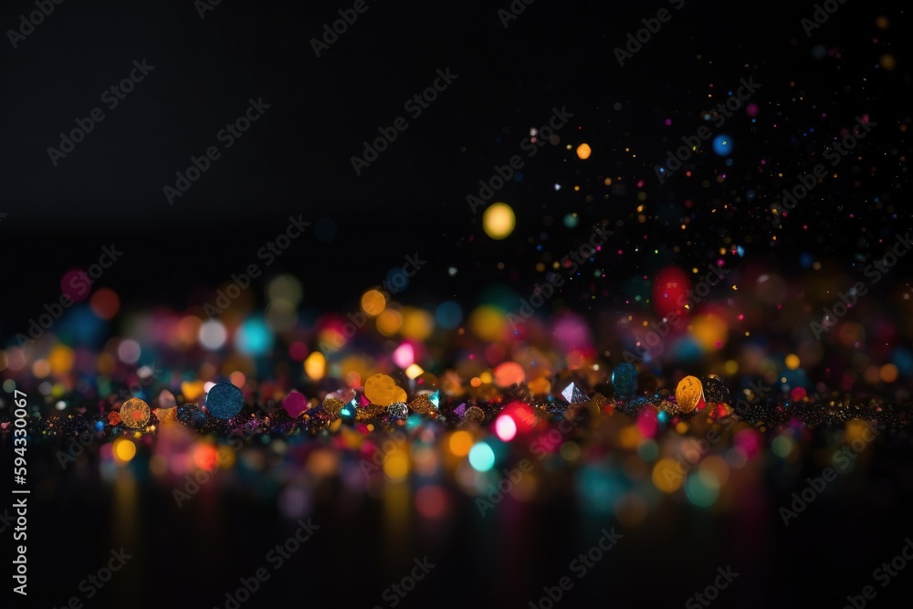  a blurry photo of a black background with colorful lights on its sides and a black background.  ge