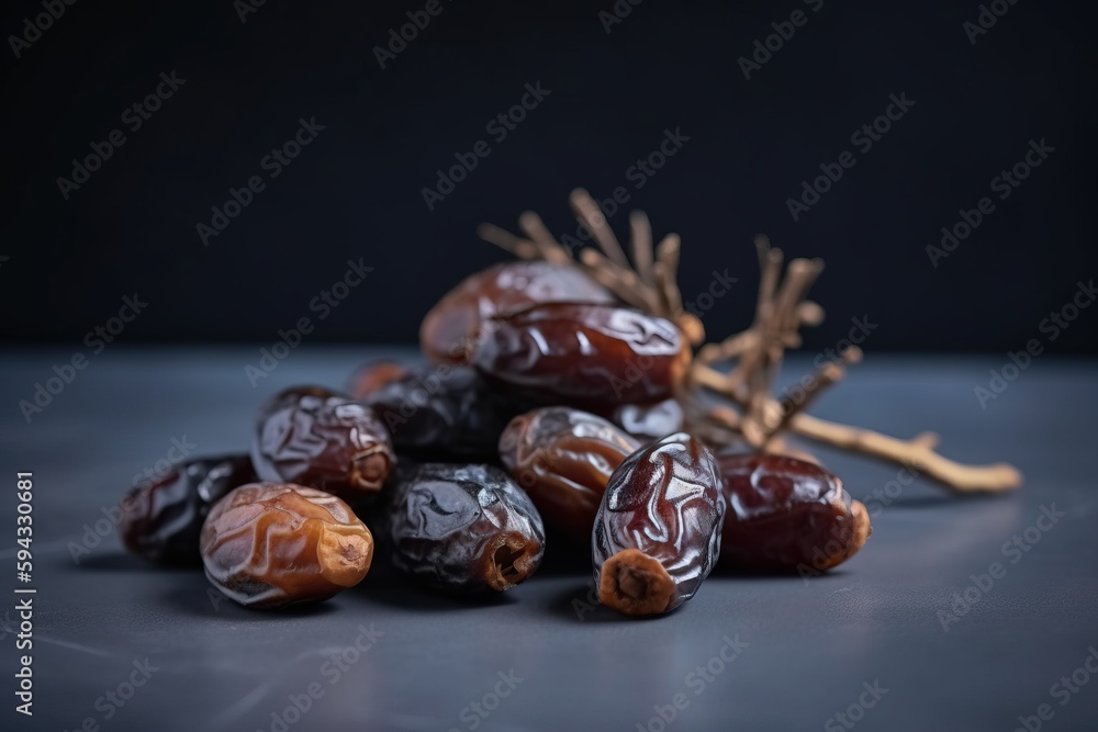  a pile of raisins sitting on top of a table next to a stick of dry leaves and a stick of dry leaves