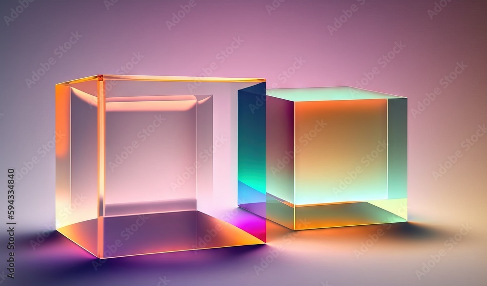  a couple of different colored boxes sitting on a counter top next to each other on a purple surface