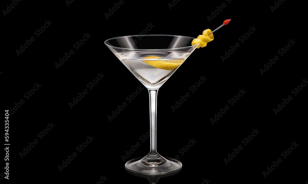  a martini glass with a lemon garnish on the rim and a garnish on the rim of the glass with a red ga