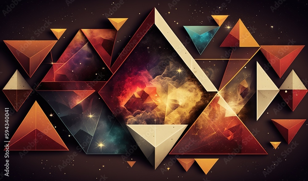  a colorful abstract background with triangles and stars in the sky and stars in the sky and in the 