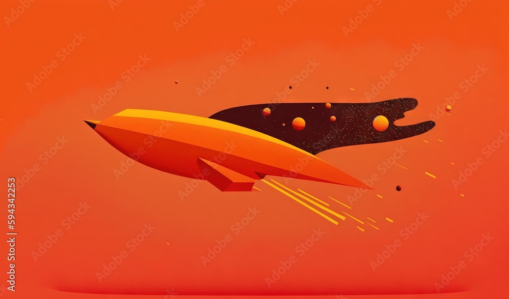  an orange and black object flying through the air with orange and black dots on its side and a bla