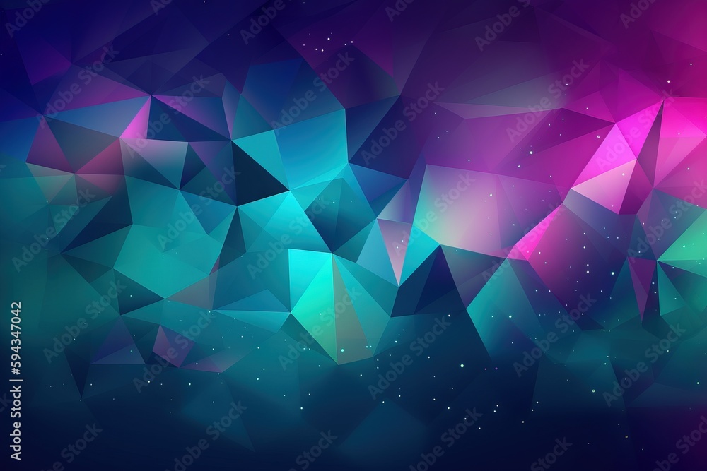  a colorful abstract background consisting of triangles and stars in the night sky with stars in the