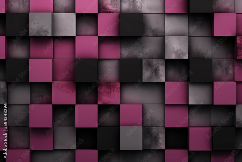  a purple and black background with squares of different sizes and shapes in the center of the image