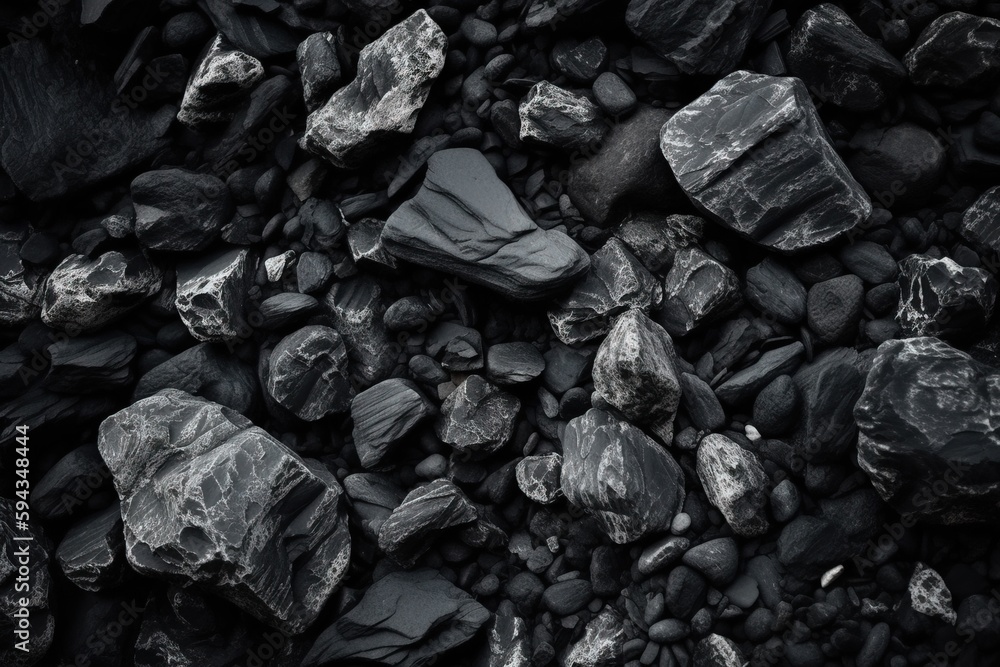  a pile of rocks and gravel with rocks and gravel on top of it and a black and white photo of rocks 