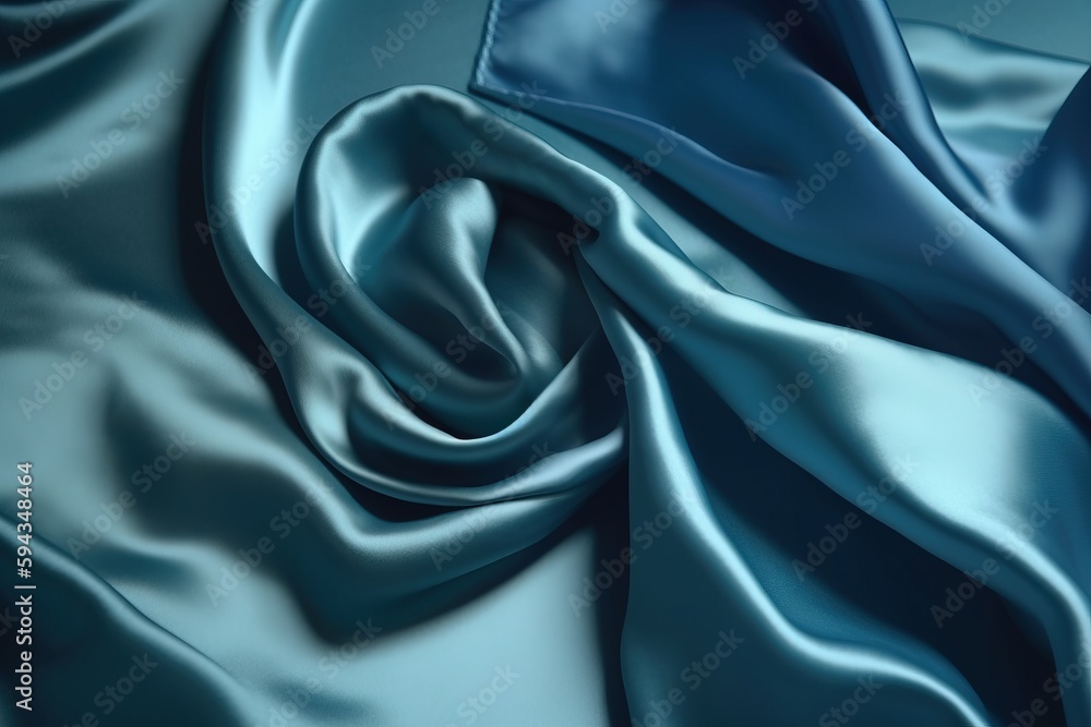  a close up of a blue silk fabric with a very smooth pattern on the surface of the fabric, as well a