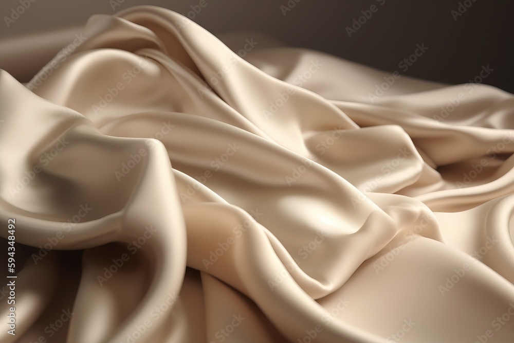  a close up of a white cloth on a bed sheet with a black background and a light brown color in the m