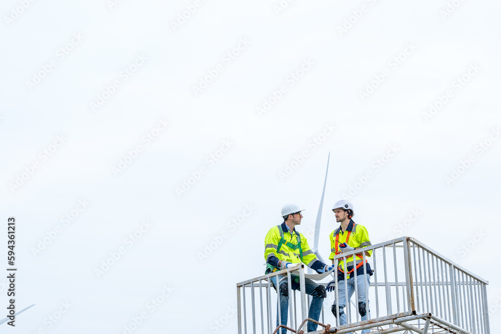 Engineer working with wind turbines.