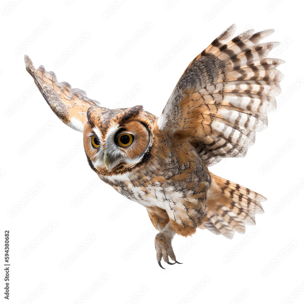 great horned owl isolated on white