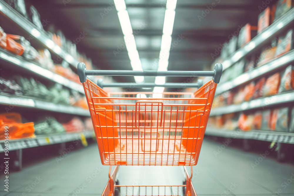 Free photo of Supermarket Aisle Grocery Cart