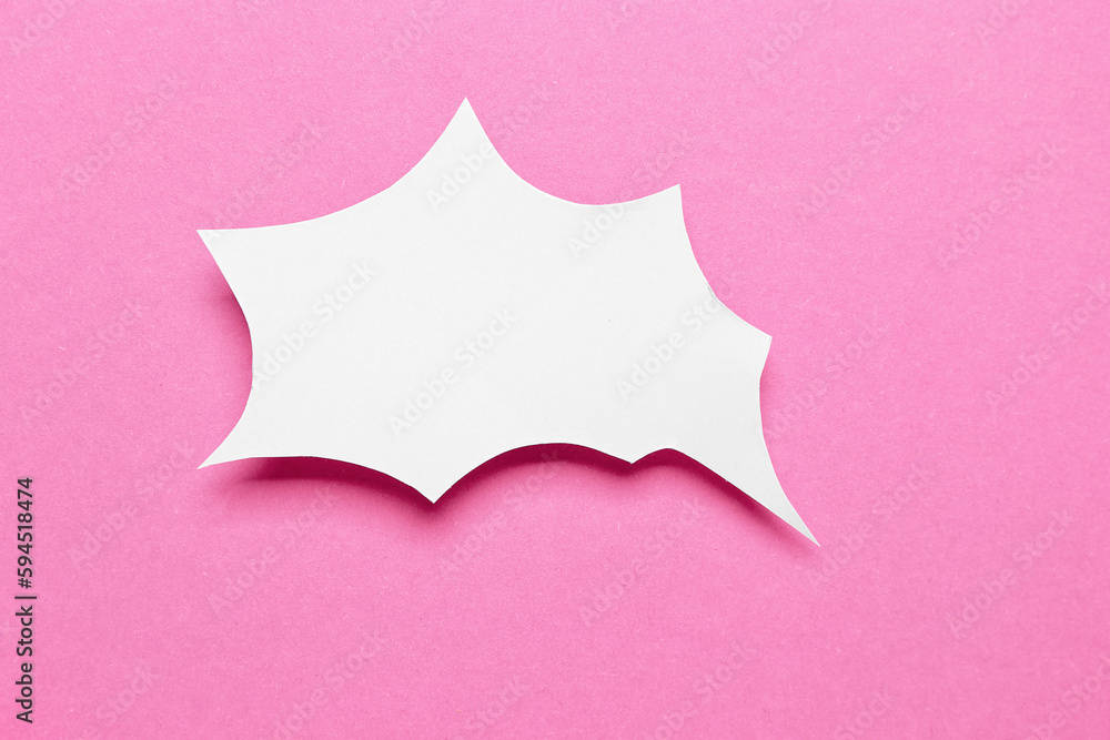 Blank paper speech bubble on pink background