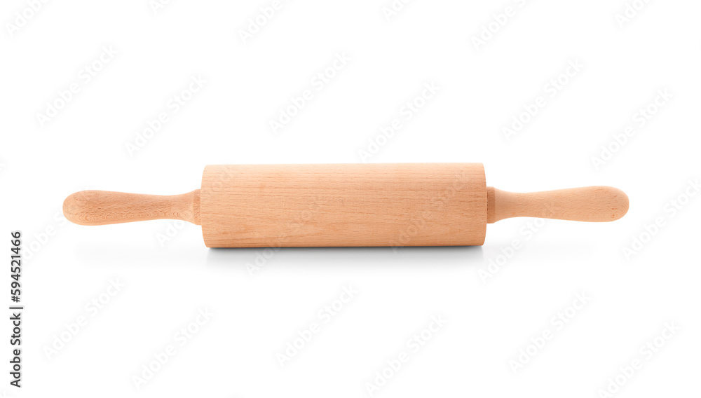 Wooden rolling pin isolated on white background