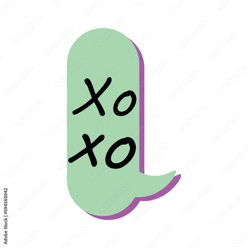 Speech bubble with word XOXO on white background. Concept of dialogue