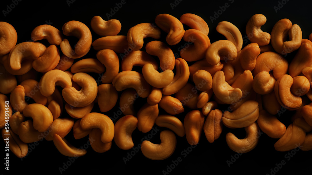 Cashew nuts background. Healthy snack concept. Organic cashew. Generative AI