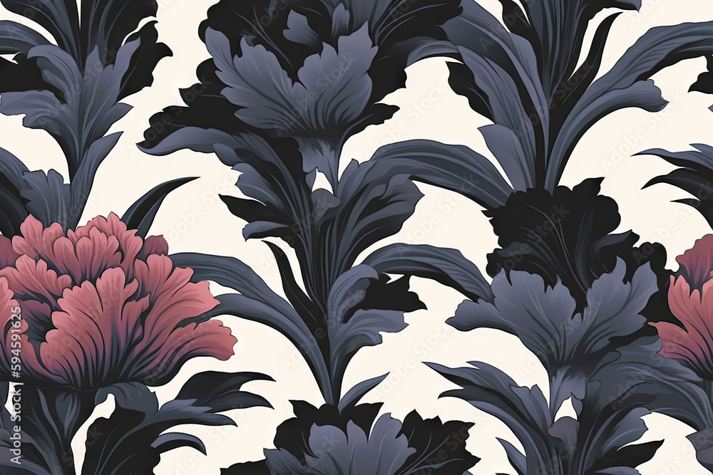 Carnation flower seamless pattern. Floral seamless background. Generative AI