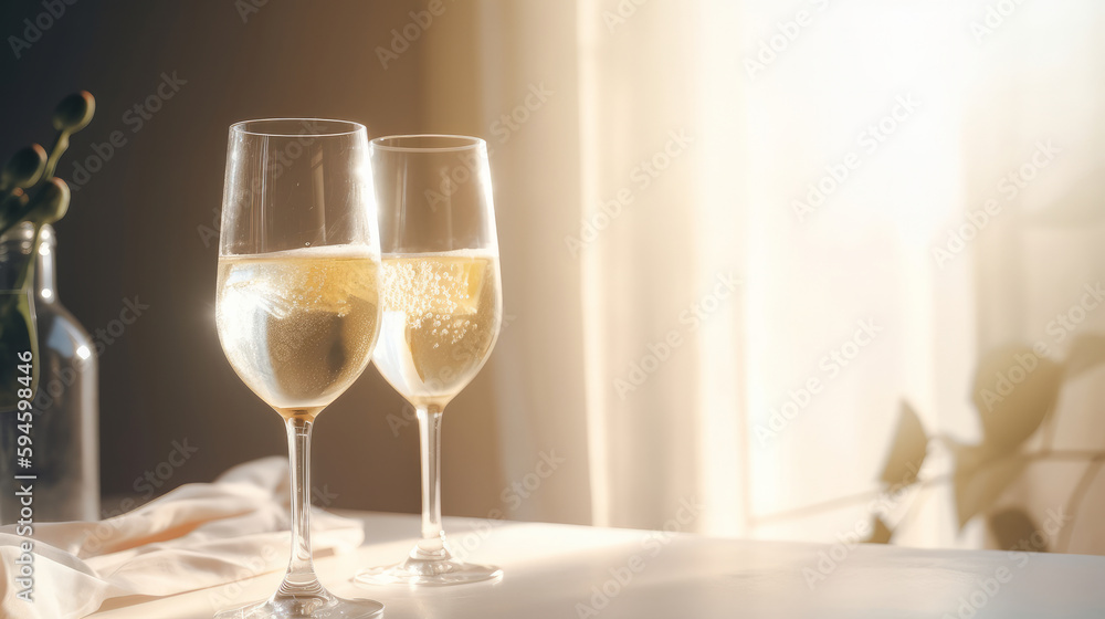 Champagne glasses. Illustration AI Generative.