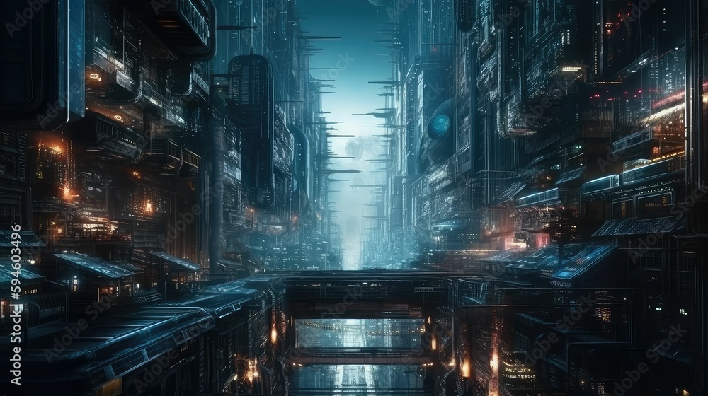 Background of a futuristic city of the future.. Created with generative AI