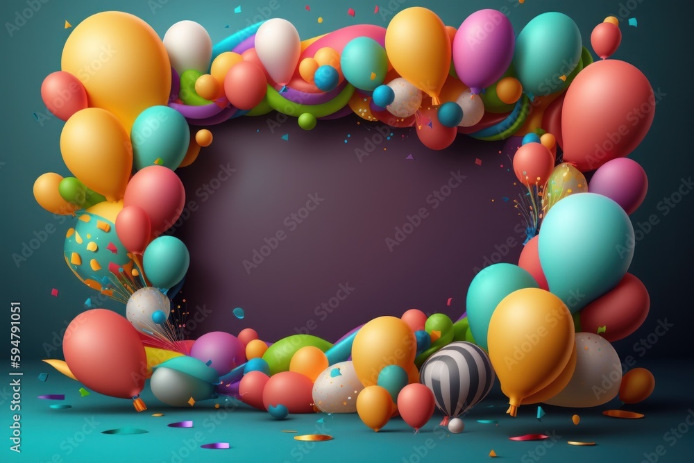 Balloon holiday background. Illustration AI Generative.