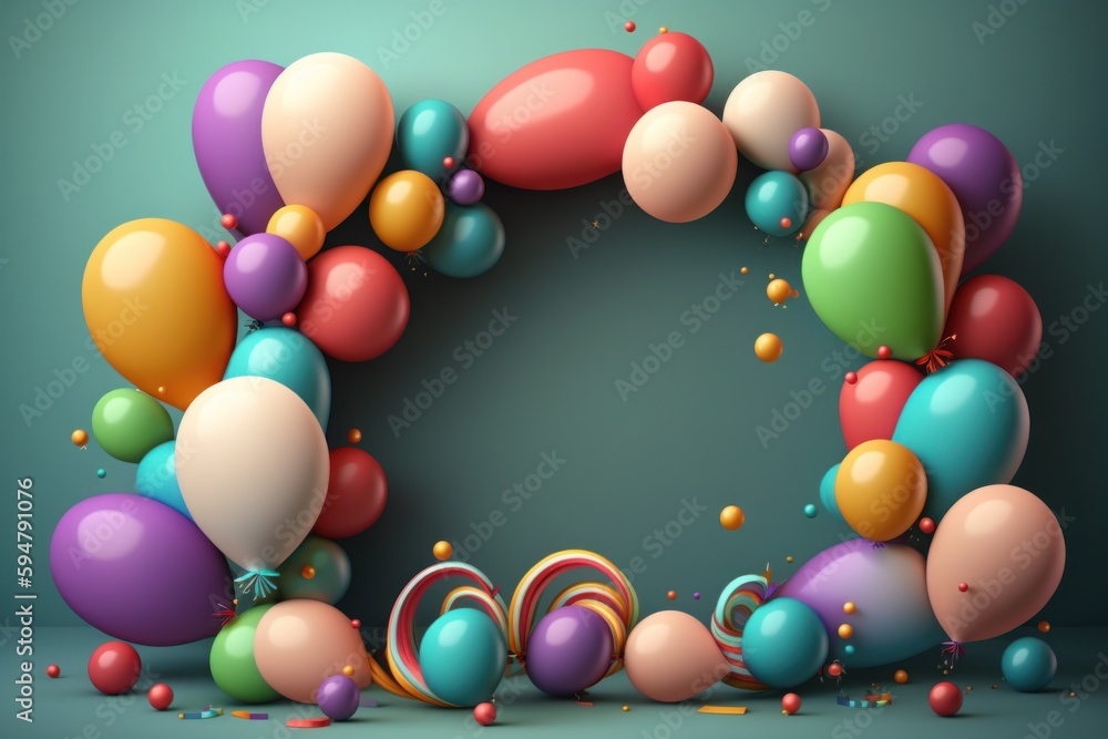 Balloon holiday background. Illustration AI Generative.