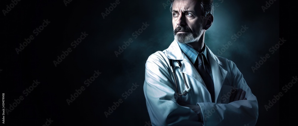 Medical background with doctor. Illustration AI Generative.