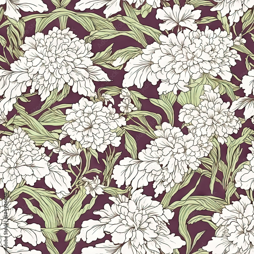 Hydrangea flower seamless pattern. Floral seamless background. Generative AI