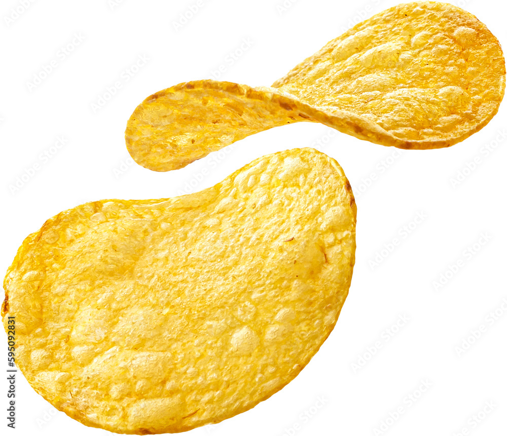 Potato chips isolated with clipping path