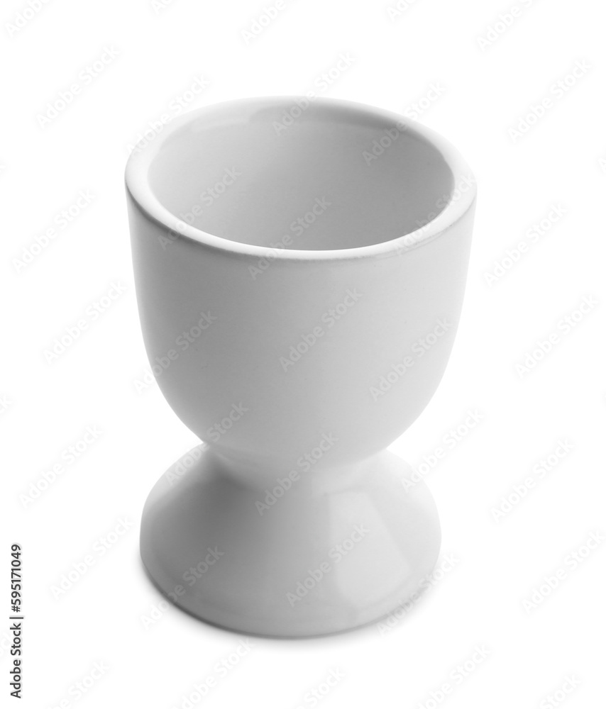 Ceramic egg holder isolated on white background