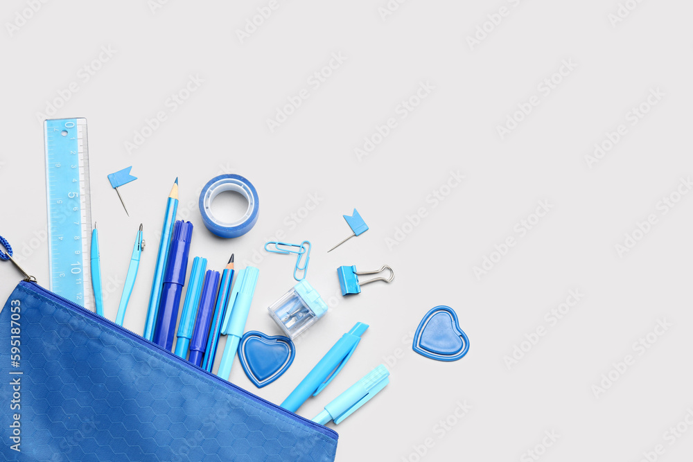 Stationery supplies on white background