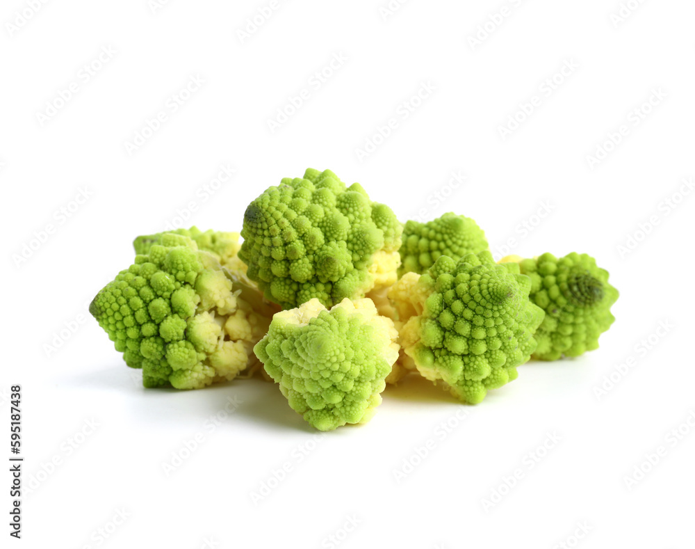 Baby romanesco cabbage on white background