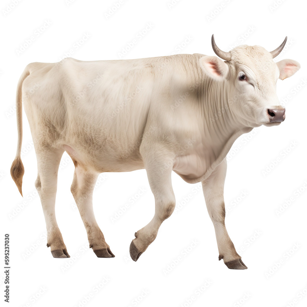 Charolais cow isolated on white background