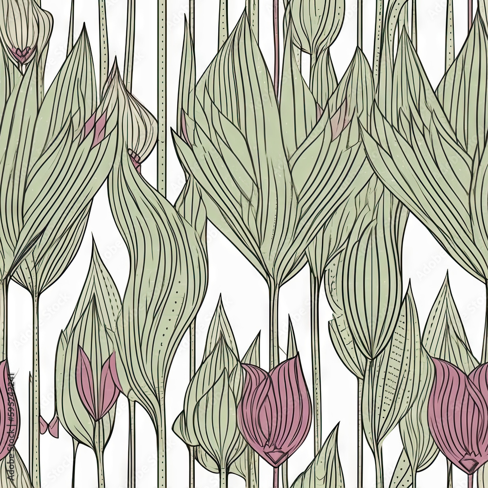 Tulip flower seamless pattern. Floral seamless background. Generative AI